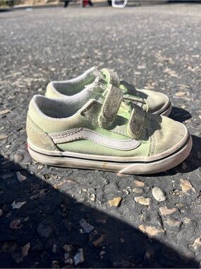 Vans Kids Velcro Sneakers - Pale Green & White